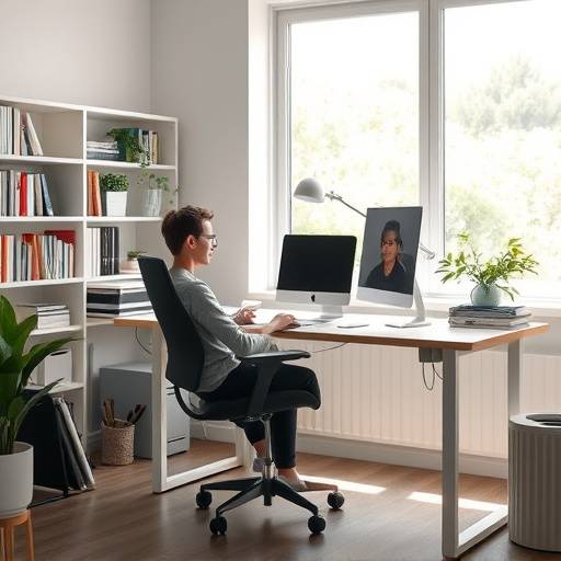 Celda de transición con mobiliario ergonómico, iluminación natural y un área de estudio con libros y materiales educativos.